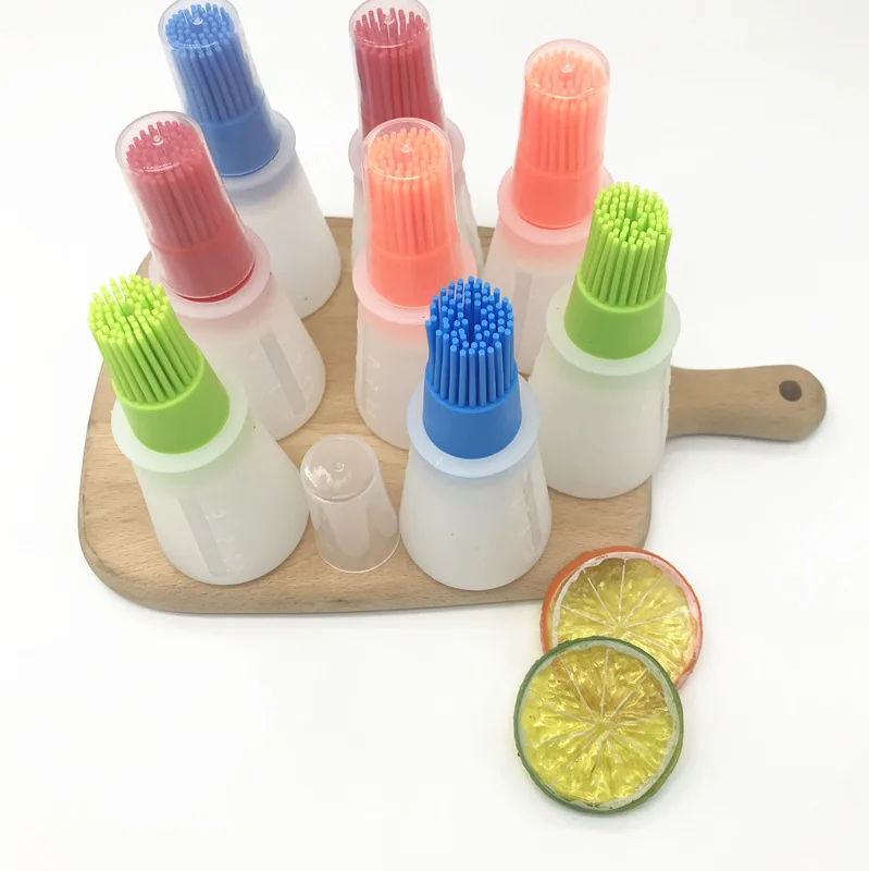 

Hot Selling Grill Silicone Oil Bottle Brush With Clip Heat Resistant BBQ Basting Brush Pastry Brush, Red,blue,green,orange