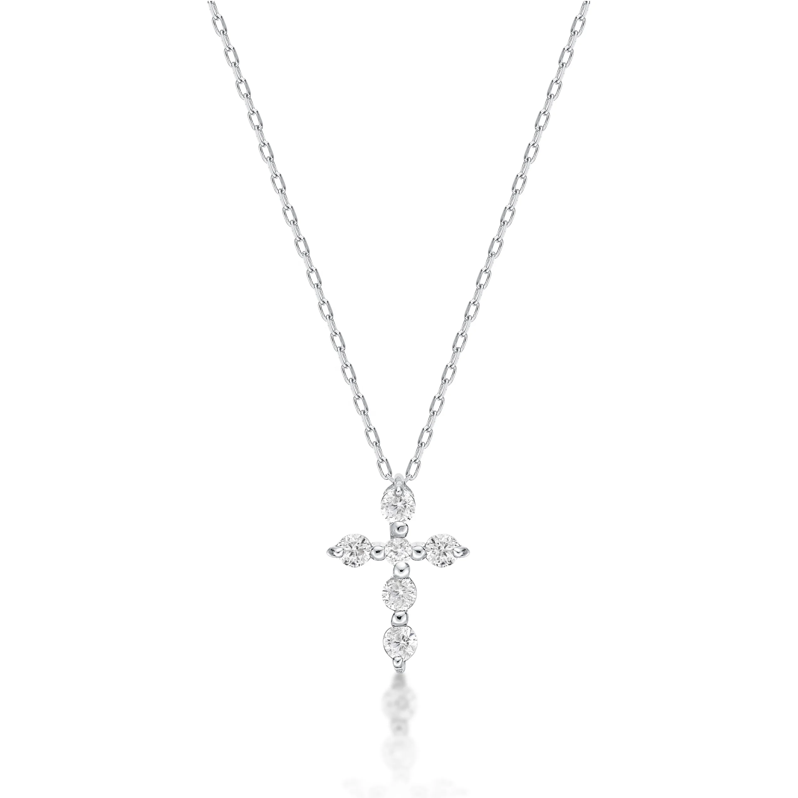 

JMW Japan Made K18 White Yellow Rose gold Natural Real 6 Diamond Cross Pendant Jewellery Jewelry Necklace 0.10ct