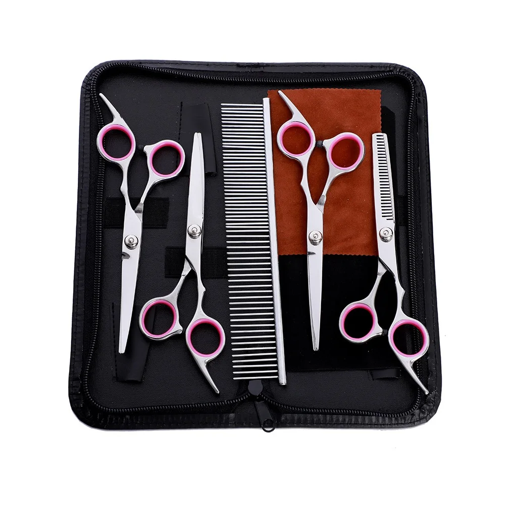

Stainless Steel Dog Grooming Scissors Kit with Safety Round Tip, As pic