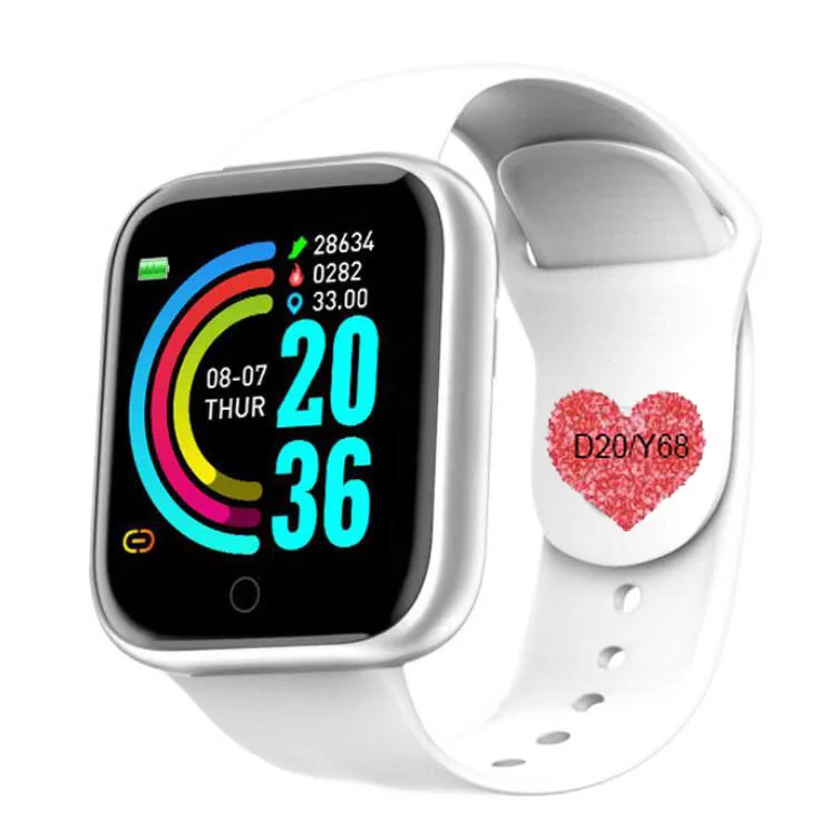 

Waterproof Y68 Smartwatch Sport Fitness Tracker Smart Bracelet Blood Pressure Heart Rate D20 Men Women Smart Watches