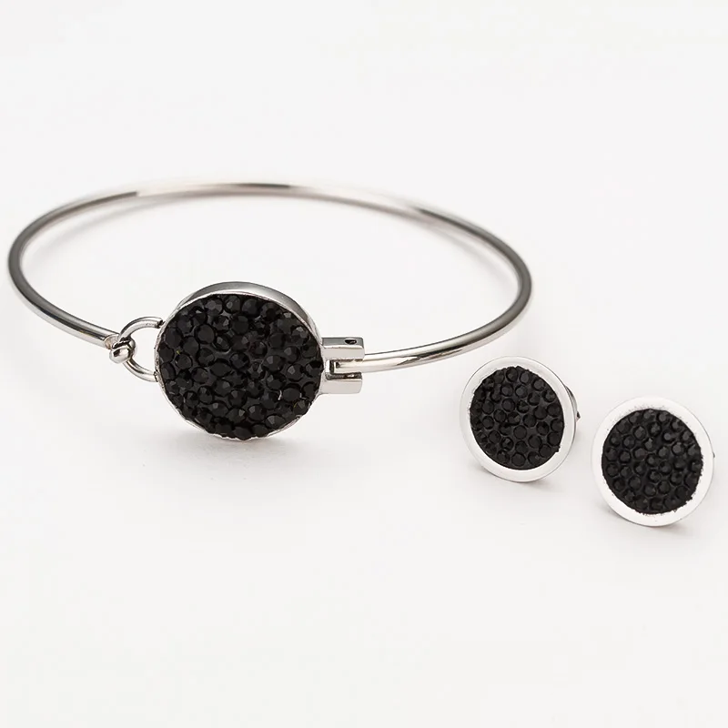 

Hot Sale Unique Bridals' Steel Jewellery Rhinestone Earring Bracelet Sets