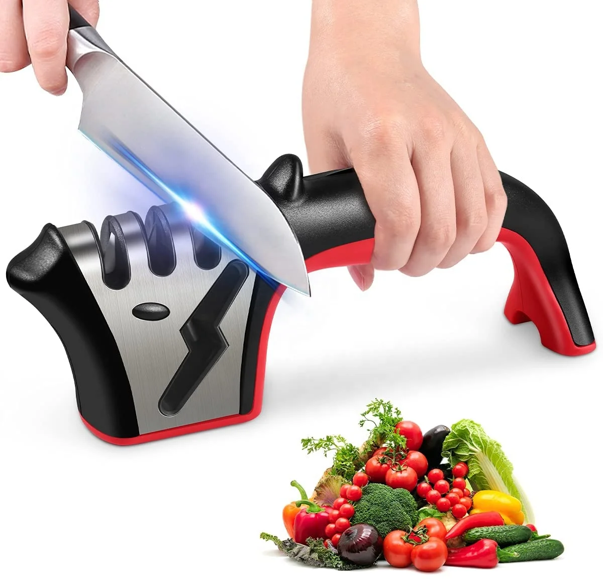 

Fast Knife Sharpener 4-in-1 Kitchen Knife Accessories Easy Sharpening 4-Stage Kitchen Sharpener Helps Repair Restore and Polish