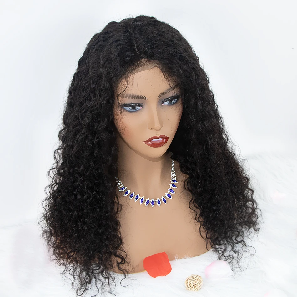 

Pre plucked 100% Brazilian human hair water wave lace front wigs with baby hair