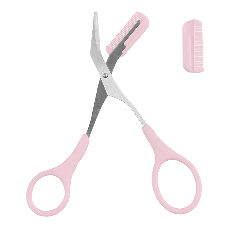 

Professional makeup & tool eyebrow trimming scissor pink custom eyebrow scissor with comb