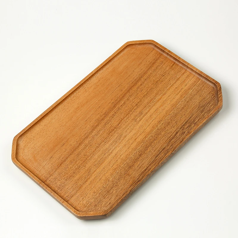 

Hot Selling Acacia Wood Dried Fruit Dish Solid Wooden Tableware Food Serving Tray for Desserts Snack