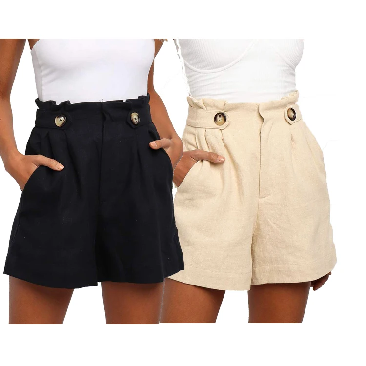 

DUODUOCOLOR Solid color casual fashion sports wrinkle pocket chalaza high waist summer plus size womens shorts 2021 D10118