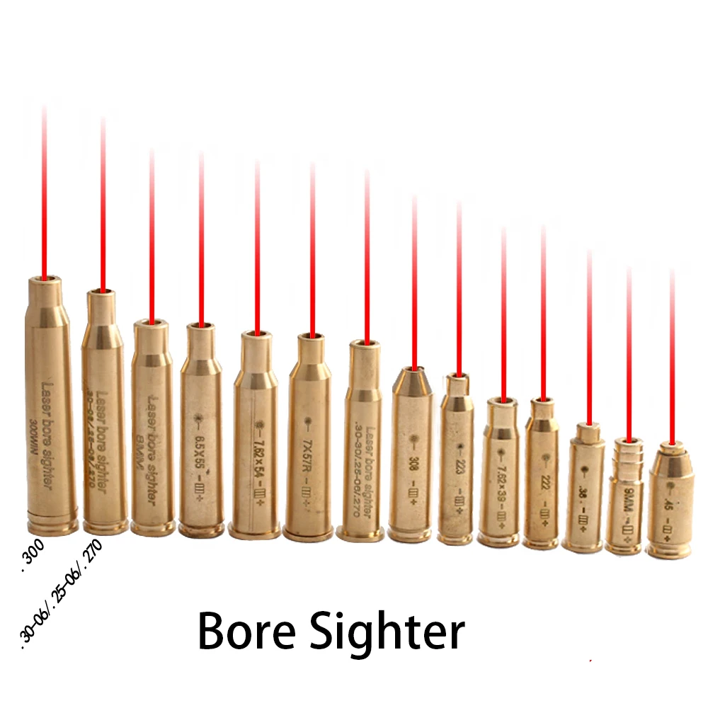 

Fyzlcion Red Dot Laser Brass Boresight CAL Cartridge Bore Sighter For Scope Hunting, Golden