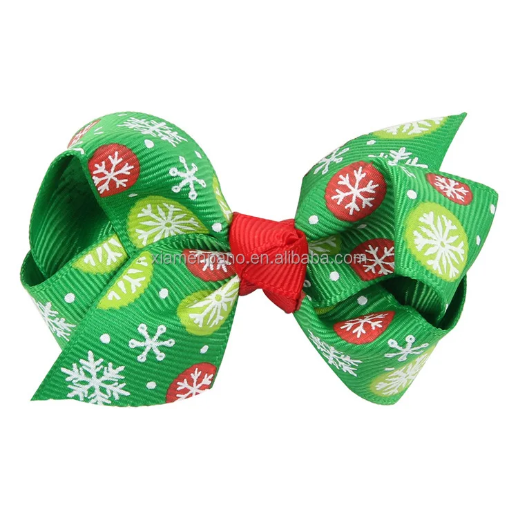 

3 Inches Girls Christmas Hair Bows With Clips Grosgrain Ribbon Headwear Handmade Bowknot Hair Accessories For Christmas