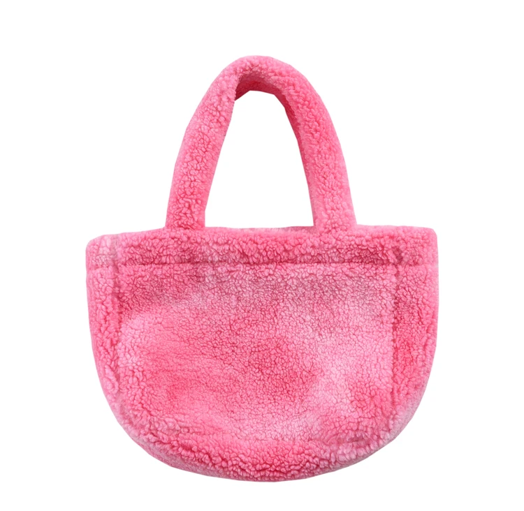 

BSCI Custom Pink Plush Shopping Tote Velvet Tote Bags