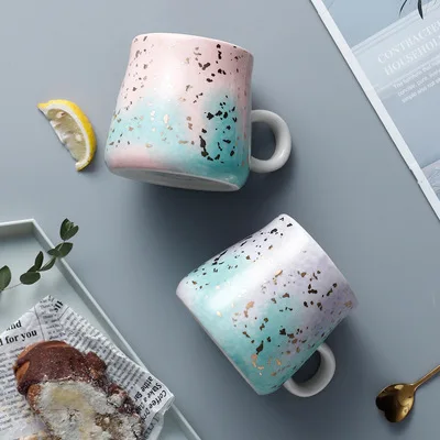 

European Style Watercolor Gradient Starry Sky Ceramic Milk Coffee Cup For Friend Lover's Gifts, As the picture show