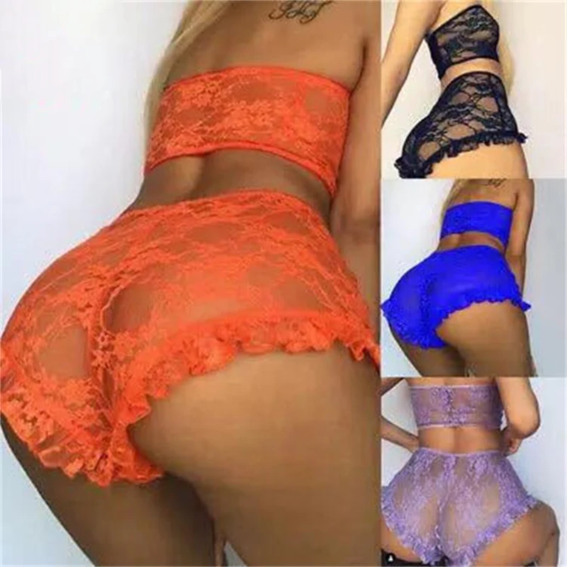 

Wholesale Women Transparent Sheer Mesh Lace Cupped Sexy Lingerie, Light purple,orange,black,bule