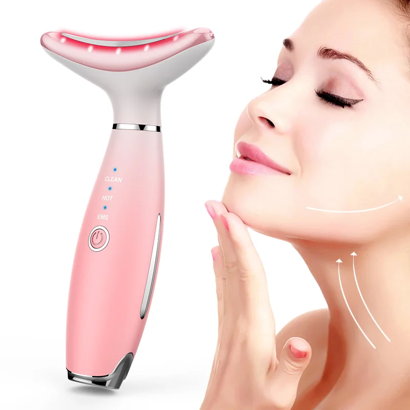 

IFINE Beauty 3 Color LED Photon Vibration Smart Neck Massagers Wireless Face and Neck Skin Lifting and Tightening Beauty Device, Pink/green/white/black/red