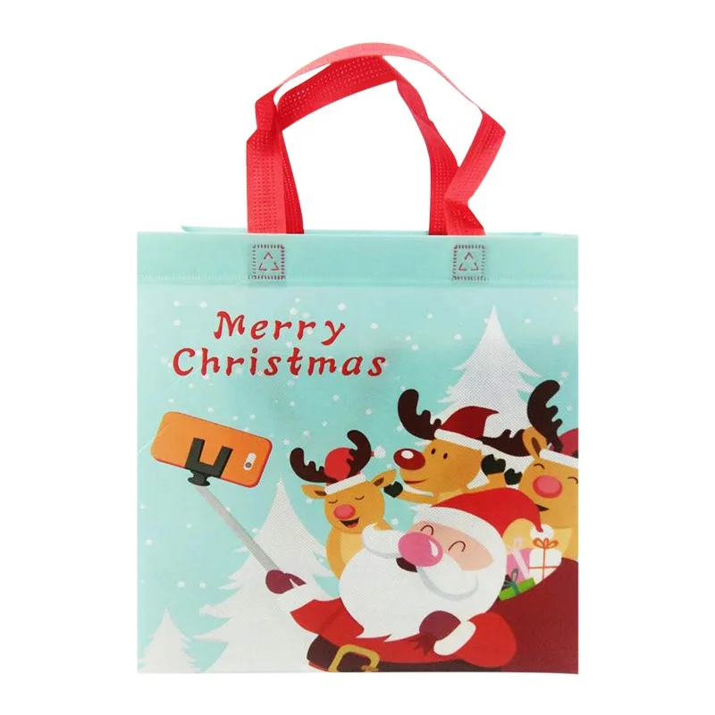 

Christmas recycled shopping foiled non woven bag retail online shopping, Sky blue