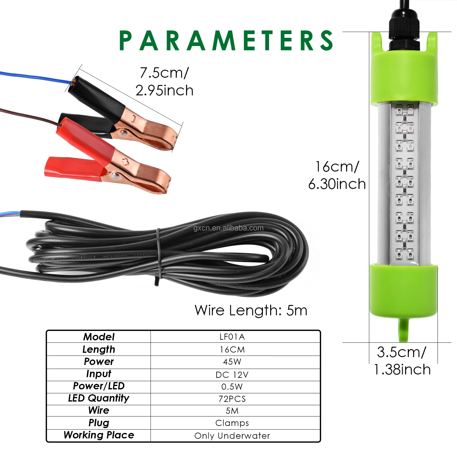 12v 2000lumens 72leds Underwater Fishing Lights Waterproof Green Night