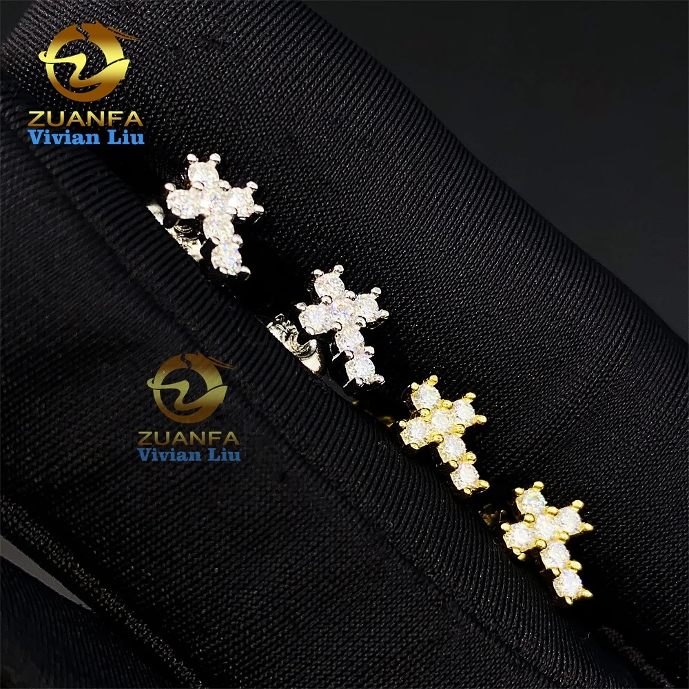 

Wholesale price vvs moissanite 925 sterling silver luxury shiny 18k gold plated diamond fashion jewelry earrings