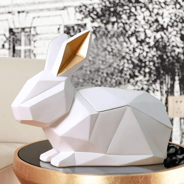 
Wholesale living room home decor geometric nordic resin rabbit tissue box 
