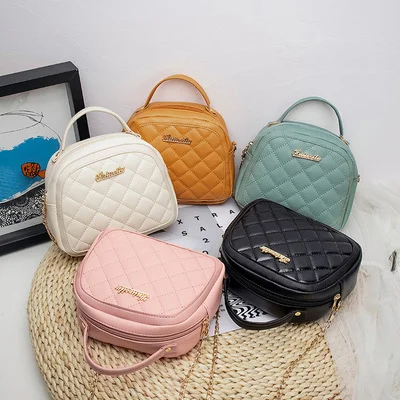 

Ladies Handbags Women Bags Pu Leather Quilted Shoulder Handbag Purse For Women Zipper Handble Dome Bag