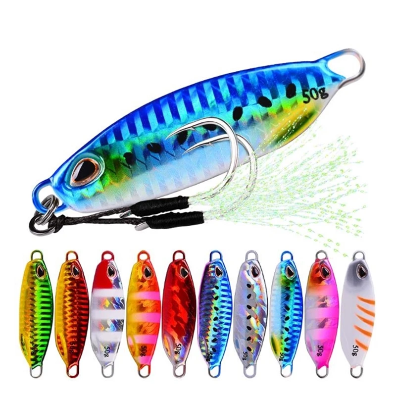 

Promotion Slow Flat Fall Jig Luminous Lead Vertical Jig Saltwater Artificial Lure with Two Assist Hook, A/b/c/d/e/f/g/h/i/j