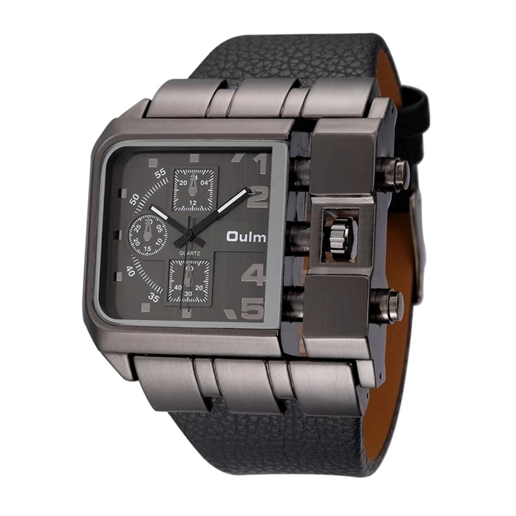 

Oulm 3364 Casual Wristwatch Square Dial Wide Strap Men's Quartz Watch Luxury Brand Male Clock Super Big Men Watches montre homme