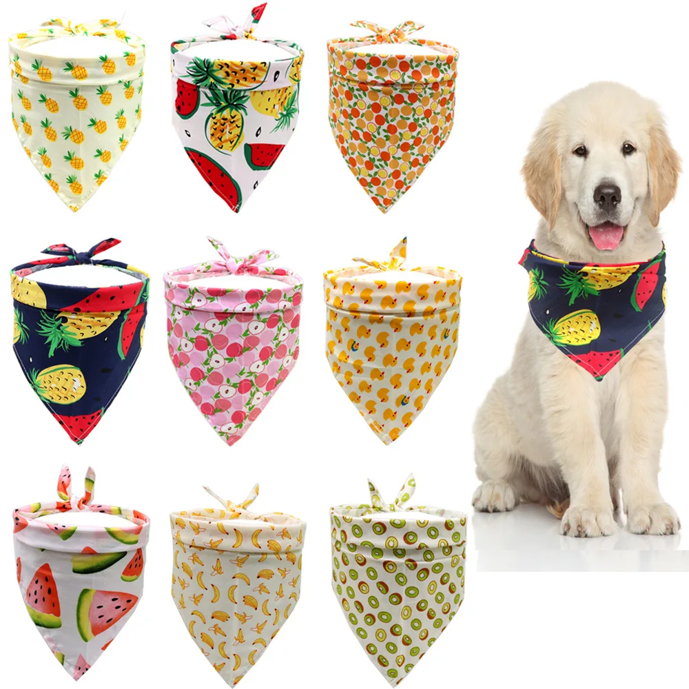 

Cute Fruits Watermelon Pineapple Printed Cotton Pet Dog Cat Collar Scarfs Dog Bibs Bandanas Washable