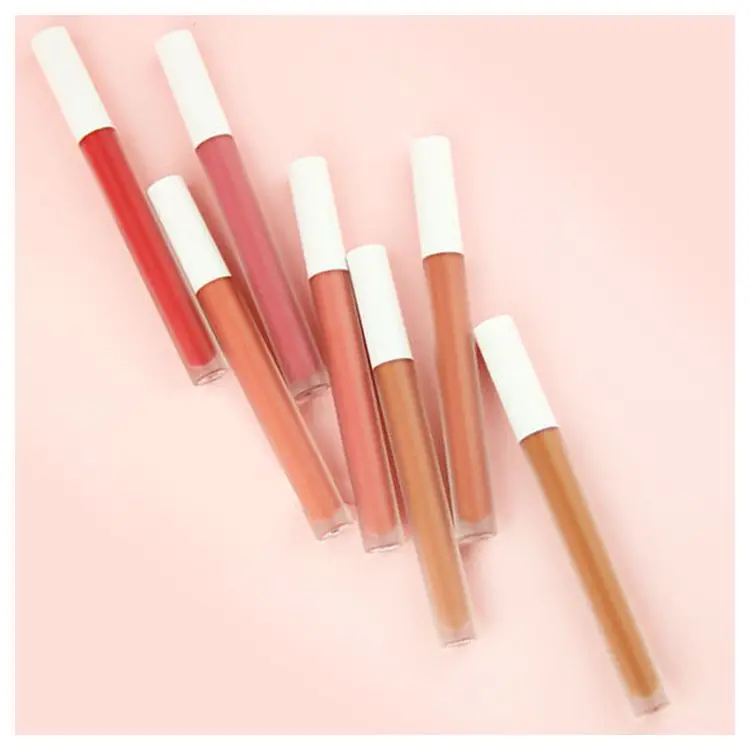 7 Colors Accept Small Batch Customization New Cosmetics Glitter Waterproof Moisturizing Pearlescent White Tube Velvet Lip Glaze