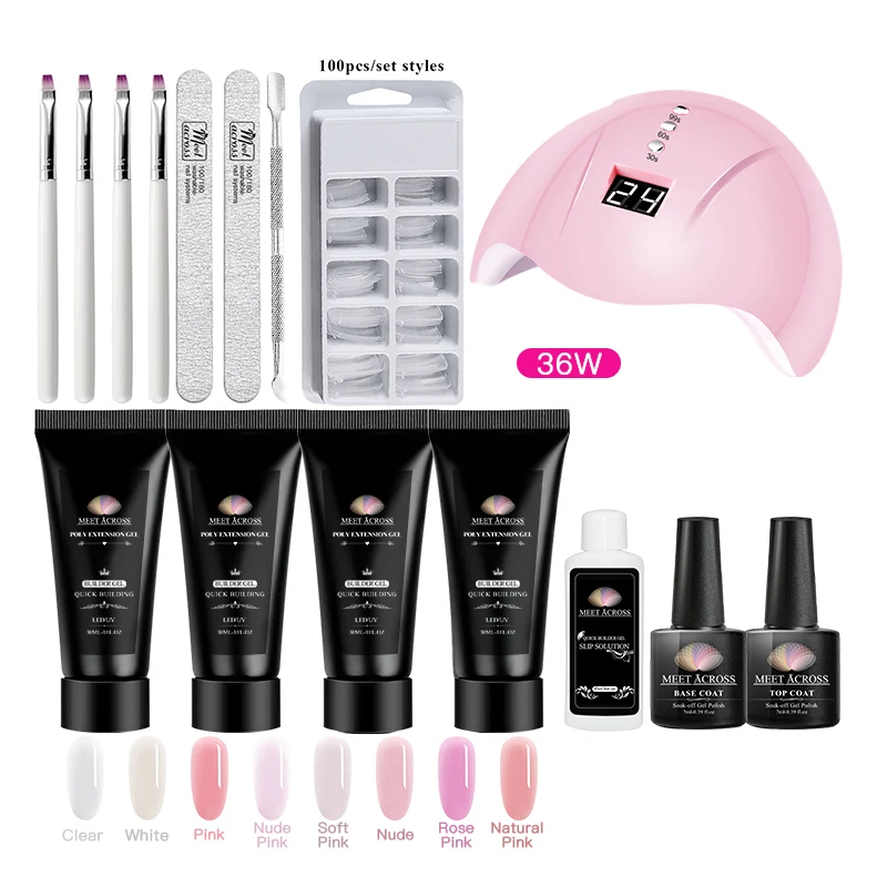 

professional nails salon products poly gel Nail Extension Gel Set with 36w uv lamp