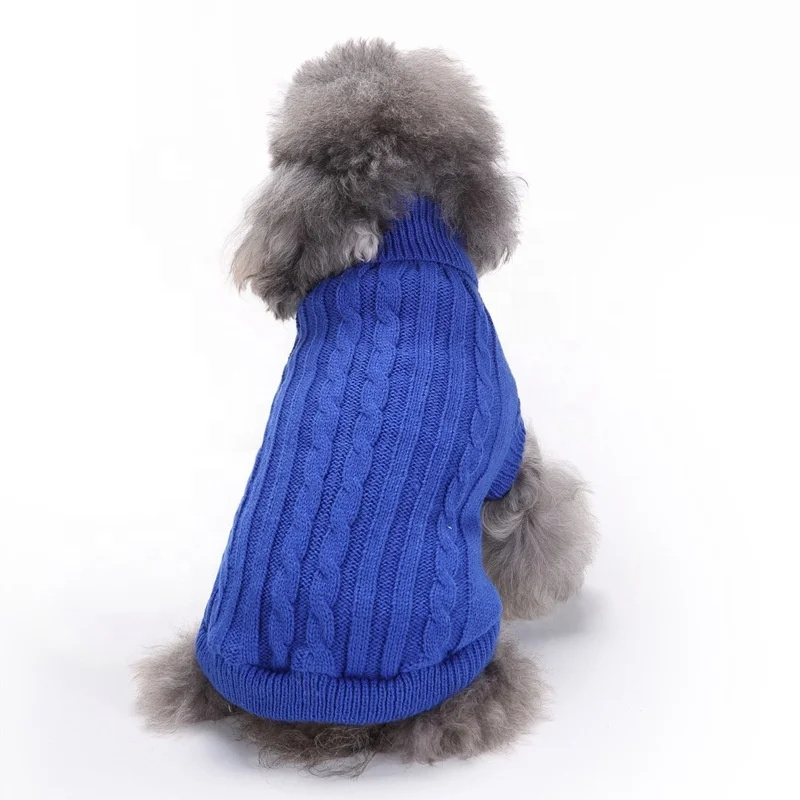 European Classical Pet Sweater Pet Clothes Turtleneck Dog Sweater with Classic Aran Knit