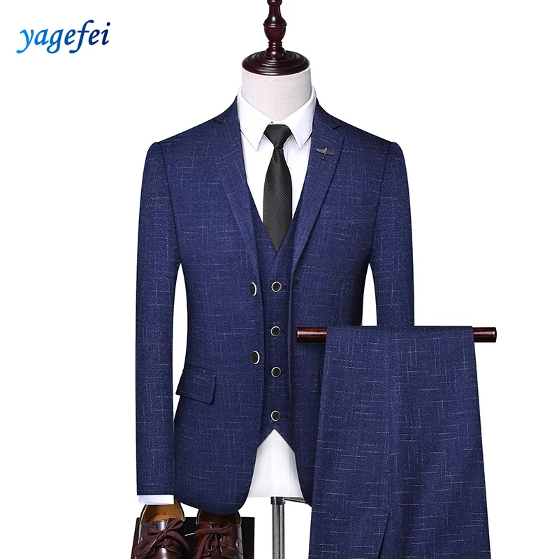 

High quality blue wool wedding men 3-Piece suits, Colors