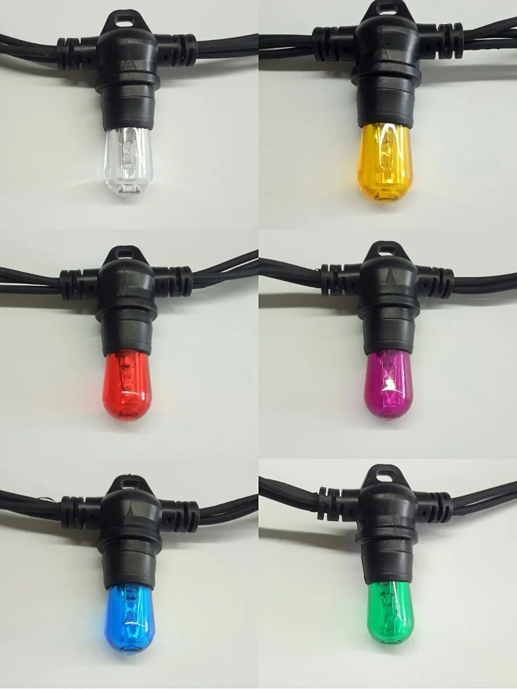 Ad Manufacture supplier holiday decoration fairy led light chain 24v waterproof outdoor colorful e14 light bulb string