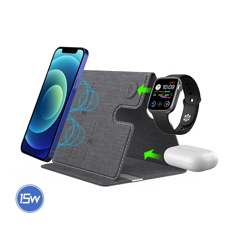 

4-in-1 magnetic wireless charging station fast foldable wireless charger mouse pad