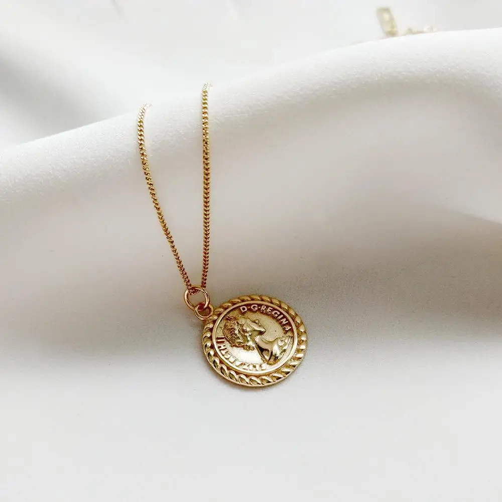 

Korean vintage S925 silver fashion roundness coins pendant necklace