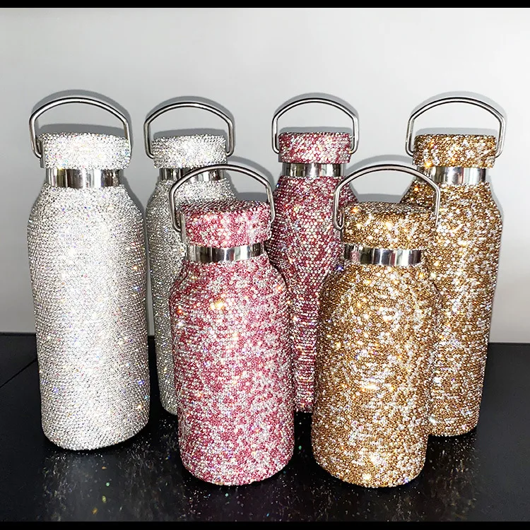 Diamond-Encrusted Double-Layer Insulated Thermos Cup-Rose Brand 350ml/500ml/700ml Christmas New Year & Thanksgiving Gift