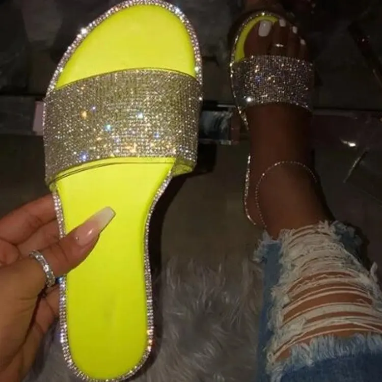 

Summer Symphony Rhinestones Print Letter Women's Sandals Hot Design Casual Women's Slippers, Three color