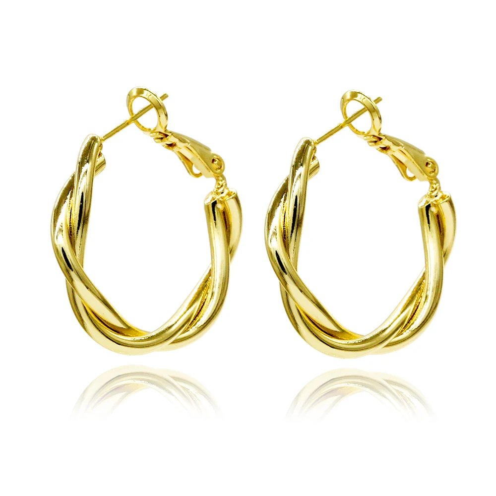 

2021 trend fashion hoop earring 14K 18K gold plated circle small twisted hoop earring