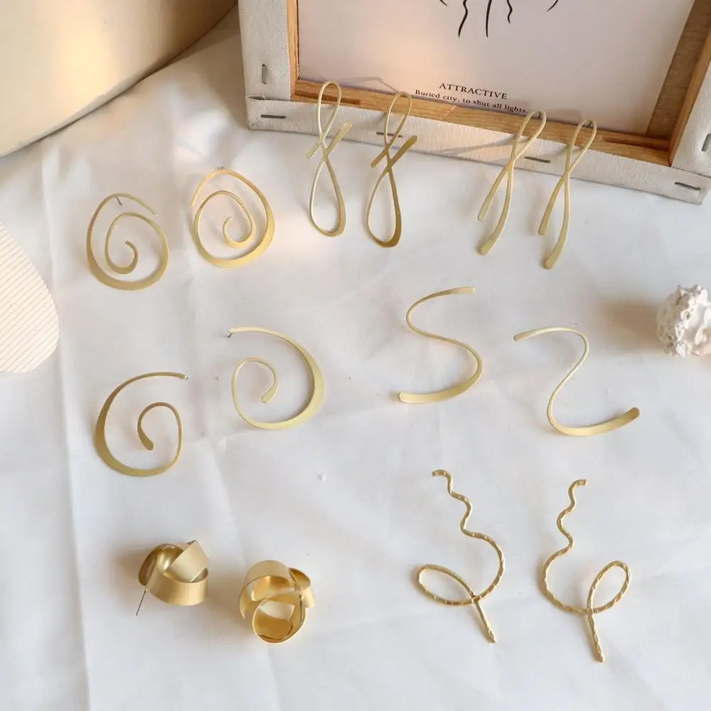 

Retro Abstract Modern Art Lines Statement Metal Earrings Geometric Earring for Women Jewelry, Colorful
