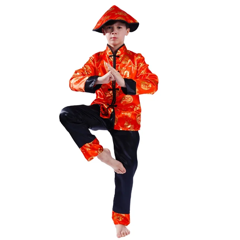 

Kid's Traditional Chinese Tang Suit Halloween Party Totem Cosplay Chinese Costume for Boys