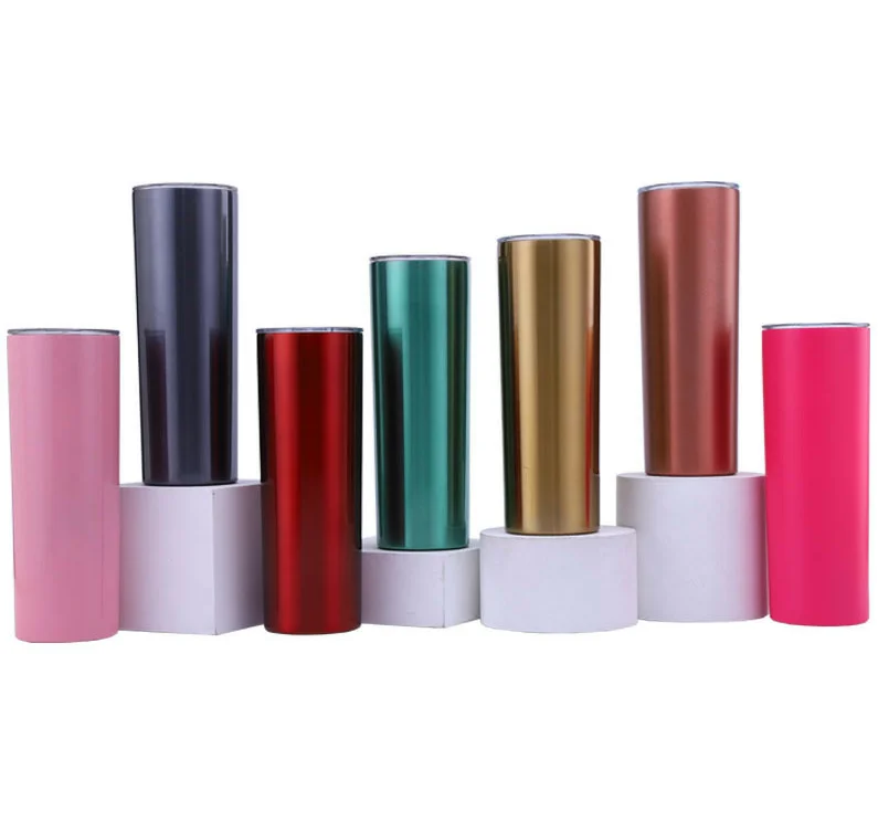 

20oz tumbler sublimation rainbow paint stainless steel straight cup slimming car cup straw water cup