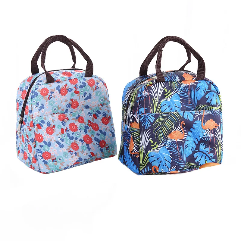 

Custom Printed Flower Aluminum Foil Tote lunch bag Travel Cooler Bag