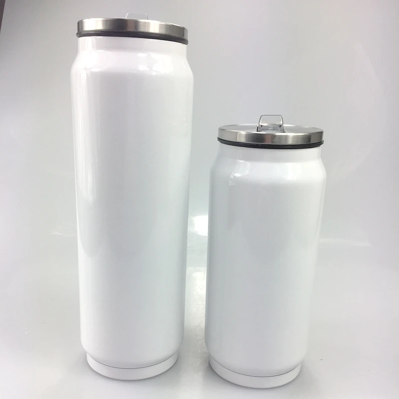 

350ml/500ml Customized Sublimation Blank Stainless Steel Cup Cola Soda Can Bottle Tumbler with Straw and Lid