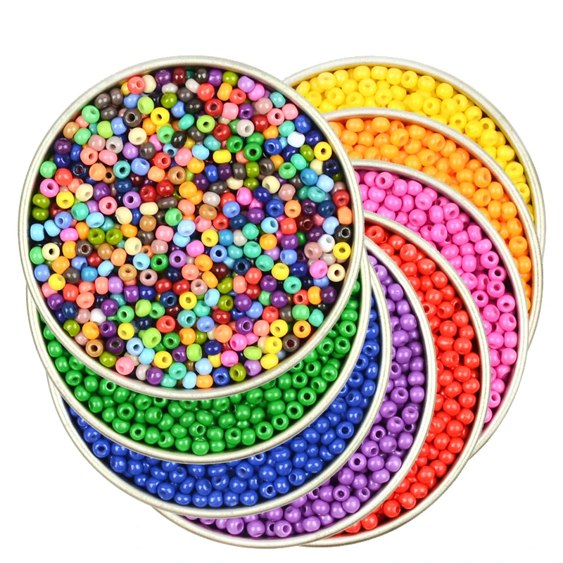 

Approx.3000  6/0 seed beads Czech Glass Seed Beads For DIY Bracelet Necklace Jewelry Making solid seed beads, 37 kind colors