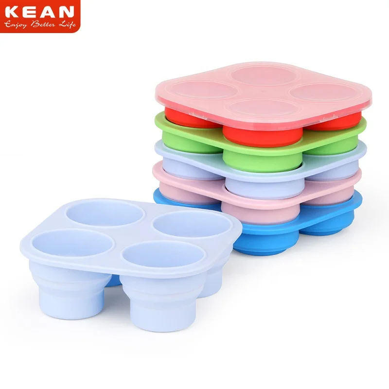 

High Quality Custom Eco-friendly Collapsible Silicone Baby Food Container Storage, Quartz pink, deep sky blue, coral, pastel blue, light green