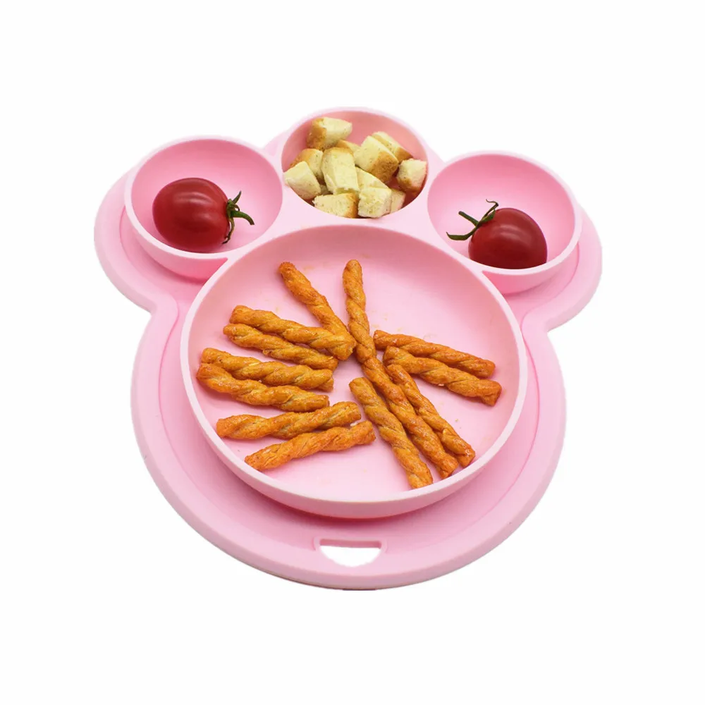 

baby footprint plate Silicone Kids Plates Bowls Placemat Toddler for Babies factory sell