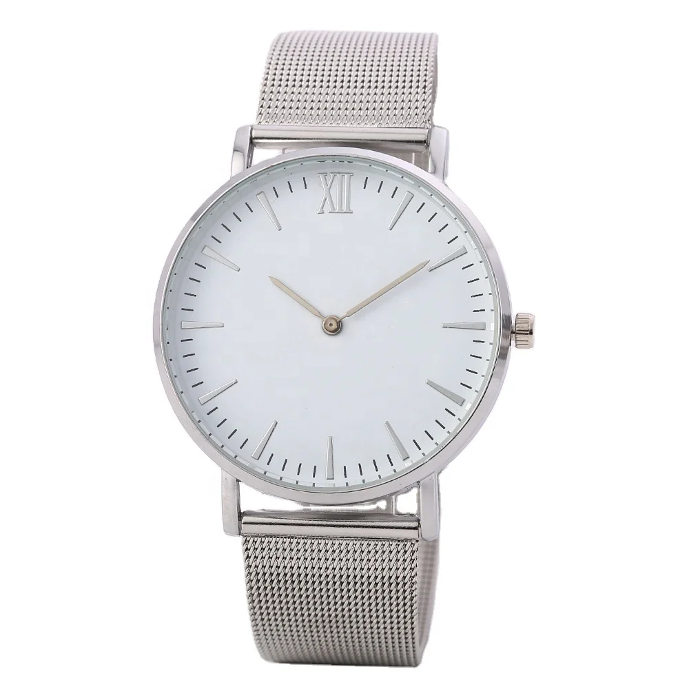 

High Quality TW023 Fashion Wristwatches Men SIlver Quartz Luxury Alloy Mesh Band Bracelet Couple Watch