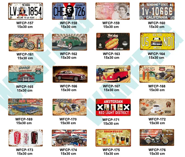 Wholesale 15x30cm Vintage Car License Plate Accept Custom Buy License