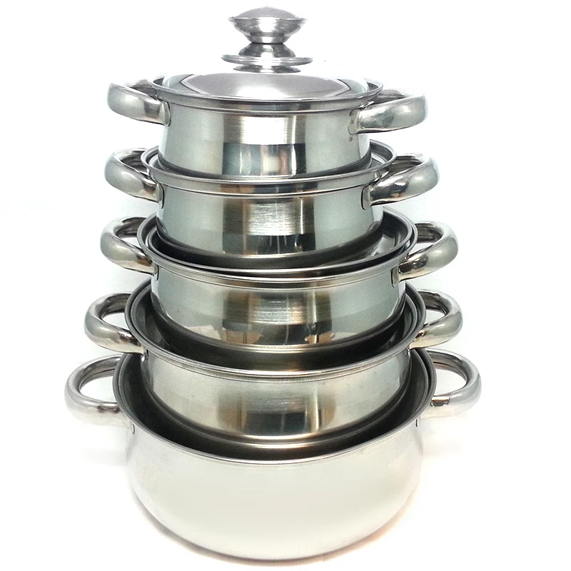

Hot-selling Stainless steel cooking pots soup pot set cookware set, Silver