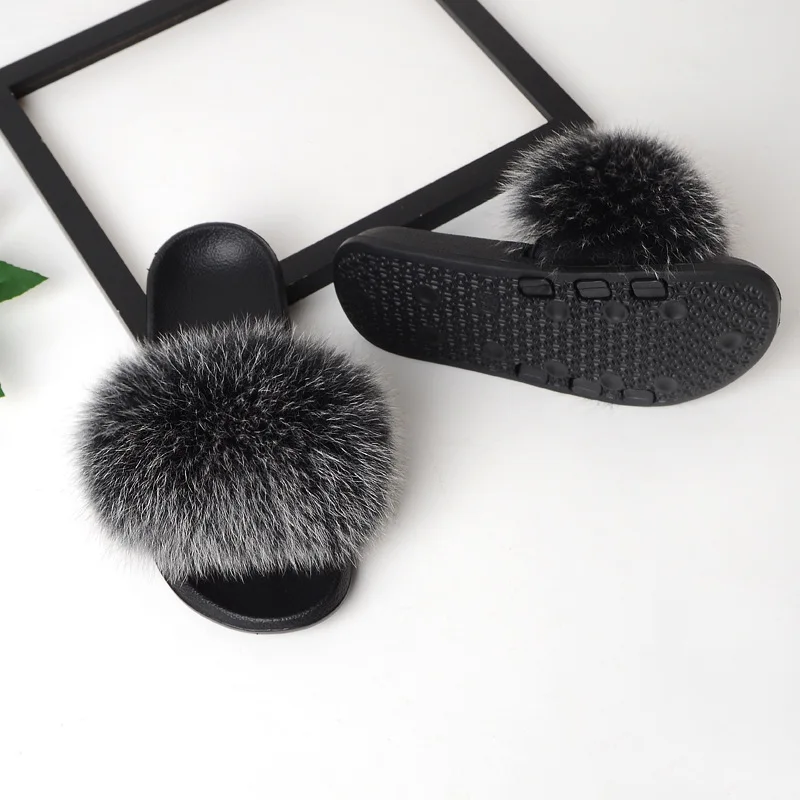 

Slide Slipper Sock Faux Leather Indoor Fashion Fur Sandal, All color available