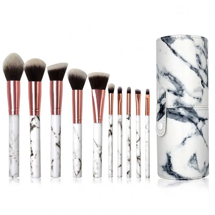 

New product ideas 10 Pcs marble style makeup brush set OEM/ODM makeup brushes with bag