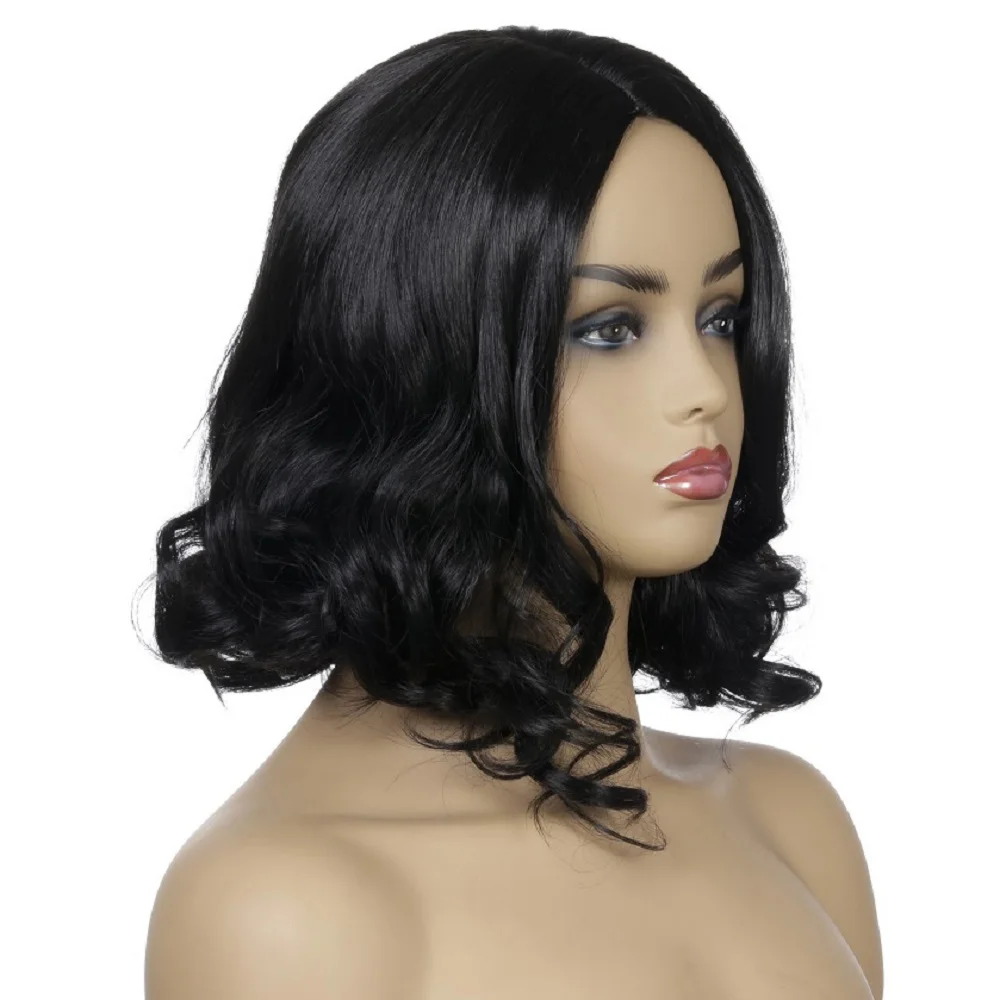 

Synthetic Fashionable Black Short Hair Wig For European And American Wigs Gradient Synthetic For Ladies