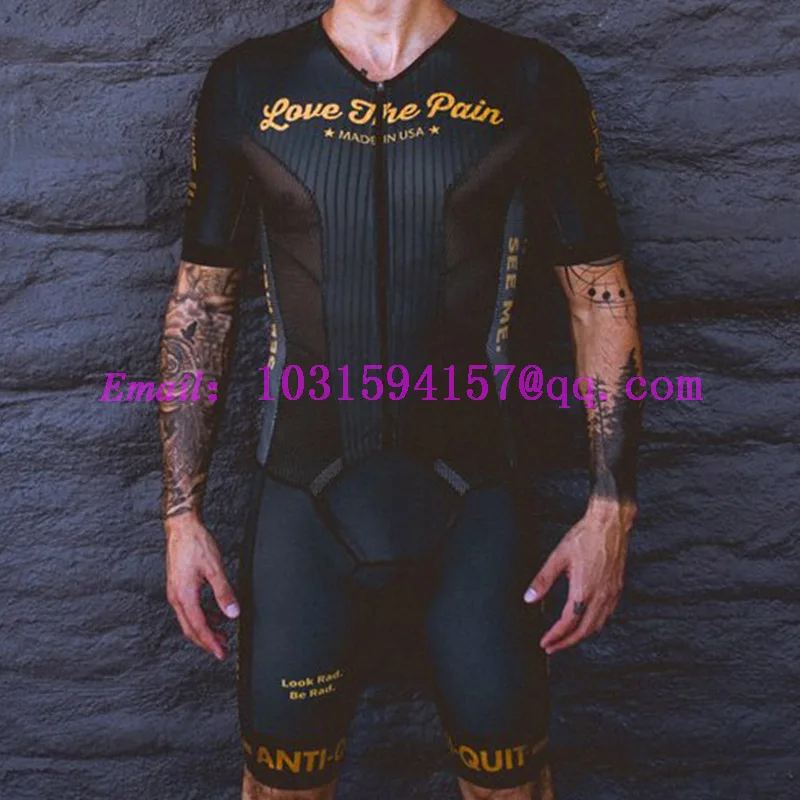 

One Piece Cycling Skinsuit Men Summer Bike Kit Jumpsuit Custom Speedsuit Bodysuit Oem Triathlon Tri suit Ciclismo Love The Pain