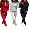 Fashion Women Hooded Hoodies Pants Solid Tracksuit Sweatshirt Sweat Suit Sweatshirts